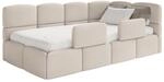 Selsey Jugendbett 120x200cm Creme Chenille Stoff mit Stauraum und Lattenrost,