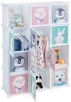 Relaxdays Steckregal Kinder, 8 F&auml;cher, mit T&uuml;ren, Tier-Motive, Regalsystem...