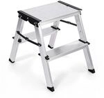 Sekey Klappbare Leiter aus Aluminium 2 Stufen, Aluleiter Beidseitig Begehbar,