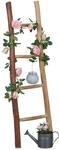 Relaxdays Dekoleiter, 116 cm hoch, Holzleiter Garten, 4 Sprossen, Kastanie,