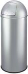 King Home p1592050 Abfalleimer aus Stahl mit &Ouml;ffnung zum Schieben, 50 Liter, Silber,