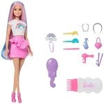 Barbie Regenbogen-Glitzerhaar Puppe, besonders Lange und Bunte Haare mit 12