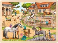 goki 57367 Einlegepuzzle Reiterhof &ndash; Holzpuzzle mit 96 Teilen f&uuml;r Kinder ab 3