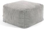 Icon Amara Hocker, Grau, Flauschiger Sitzsack Cord, Sitzpuff, Pouf Hocker mit