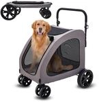 VEVOR Hundebuggy 79x91x113 cm, Hundewagen 4 R&auml;der mit Bremsen, Hundetrolley,