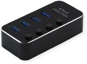 ROLINE USB 3.2 Gen 1 Notebook Hub, 4 Ports, einzeln schaltbar, schwarz