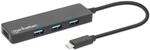 Manhattan 164924 4-Port USB 3.2 Gen 1 Hub USB-C-Stecker auf 4 x USB-A-Buchse, 5