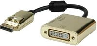 ROLINE GOLD 4K DisplayPort-DVI Adapter, Aktiv, v1.2, DP ST - DVI BU, 0,15 m