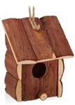 Relaxdays Mini Vogelhaus, Deko zum Aufh&auml;ngen, unbehandeltes Holz, Balkon,...