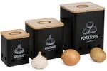 Relaxdays Kartoffel Aufbewahrungsbox, Zwiebeln, Knoblauch, 3er Set, mit...