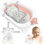 Ricokids Baby Badewanne Babywanne mit Badekissen - Faltbar Leicht Rutschfest - Wei&szlig;