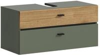 xonox.home &ndash; Waschbeckenunterschrank Aqua 75x35x35 cm in Sage Green & Evoke Oak