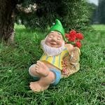 K&ouml;hko Vielseitiger Blumentopf mit Wichtel-Design von Zwerg in Strand Urlaub&ndash;