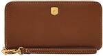 Fossil Lennox Leder oder Polyester Geldb&ouml;rse f&uuml;r Damen Braun 19.69 cm L x 1.91 cm W