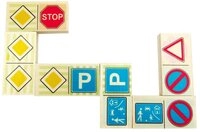 HESS SINCE 1990 - Domino Spiel aus Holz mit 28 Teilen, Verkehrszeichen, f&uuml;r Kinder