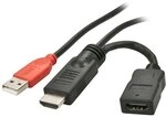LINDY HDMI M/F Stromeinspeisungsadaper mit USB A Stecker Zur Einspeisung von 5 Volt