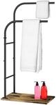 Relaxdays Handtuchst&auml;nder mit Ablage, HxBxT: 80,5x40x24 cm, Industrial, 2 Stangen,