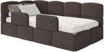 Selsey Jugendbett 120x200cm Braun Chenille Stoff mit Matratze und Lattenrost,