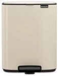 Brabantia Bo Treteimer 12 L (beige), platzsparender Mini M&uuml;lleimer mit