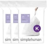 simplehuman CW0260 Code K passgenaue M&uuml;llbeutel, 30-45 Liter, 3 x Packung mit 20 (60