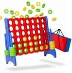 Relaxdays Vier Gewinnt XXL, Outdoor, Kinder & Erwachsene, HBT: 110x120x55 cm, Vier in