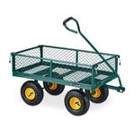 Relaxdays Handwagen, praktischer Bollerwagen f&uuml;r den Garten, Luftbereifung,