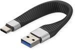 ROLINE USB 3.2 Gen 2 Silikonkabel, C-A, ST/ST, 10Gbit/s, Emark, schwarz, 11 cm