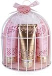Accentra - Duschset Geschenkset f&uuml;r Frauen WILD BERRY in sch&ouml;nem Vogelk&auml;fig, 5tlg.