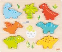 goki 57360 - Einlegepuzzle Dinosaurier aus Holz f&uuml;r Kinder ab 2 Jahren