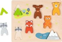goki 57364 - Einlegepuzzle Wilde Tiere aus Holz f&uuml;r Kinder ab 2 Jahren