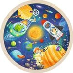 goki 57365 - Einlegepuzzle Weltall - 57 Teile aus Holz - Rundes Einlegepuzzle - f&uuml;r