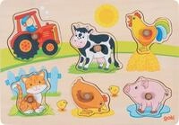 goki 57309 &ndash; Steckpuzzle Auf dem Bauernhof &ndash; Puzzle f&uuml;r Kleinkinder mit