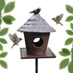 Relaxdays Vogelfutterhaus mit St&auml;nder, Gusseisen, Futtersilo, Garten & Terrasse,