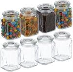 Relaxdays Vorratsgl&auml;ser mit Deckel, 8er Set, Glas, 750 ml, eckige Vorratsdosen,