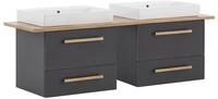 Schildmeyer Doppelwaschtisch Duo 701520, anthrazit/Eiche Landhaus Dekor, 165,2 x 50 x