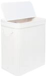 Relaxdays W&auml;schekorb mit Deckel, Bambus, 100 l, 2 Innenf&auml;cher, HxBxT: 63 x 52 x 32