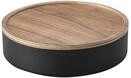 YAMAZAKI 5800 RIN Storage Case with Lid Round, black, Steel/Wood, 22 x 22 x 6 cm