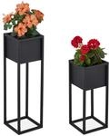 Relaxdays Blumenst&auml;nder 2er Set, Metall, 2 Gr&ouml;&szlig;en, mit Gestell, Wohnzimmer & Flur,