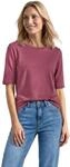 Street One Basic T-Shirt mit Rundhals in Unifarbe Dark Clouded Blush 34