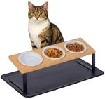 Relaxdays Katzennapf erh&ouml;ht, Futtersch&uuml;ssel dreifach, je 600 ml, Keramik,