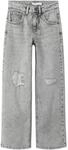 Name IT M&auml;dchen Girl Fit Nkfrose Hw Wide Jeans 1411-Te Noos, Light Grey Denim, 128