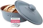 R&ouml;mertopf Brottopf rund 4,5 L Brotkasten Keramik mit Deckel, Blau-Grau