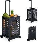 Relaxdays Einkaufstrolley klappbar, Einkaufskorb mit Rollen, bis 25 kg,