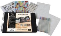 Exacompta16801E Scrapbooking Kit SCRAP-ADDICT spiralgebundenes Album 70 schwarze