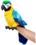 Uni-Toys - Handpuppe Papagei mit drehbarem Kopf - 26 cm (H&ouml;he) - Pl&uuml;sch-Puppe,