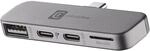 Cellularline Smartphone HUB &ndash; USB-C-Adapter mit 4 Anschl&uuml;ssen (USB, 2X USB-C,