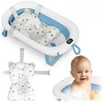 Ricokids Baby Badewanne Babywanne mit Thermometer und Badekissen - Faltbar Leicht