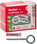 Fischer 541745 D&uuml;bel mit geschlossener &Ouml;se Duopower, Grau/Rot, 25 pz, St&uuml;ck