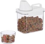 Relaxdays Futter Aufbewahrungsbox, Messbecher, luftdichter Deckel, 1,1 l,