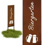 Relaxdays Edelrost Gartendeko, Biergarten, HB: 85 x 28 cm, Gartenstecker...